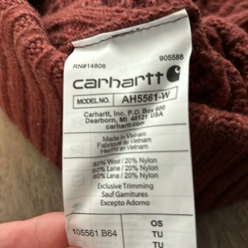 Carhartt Wool Blend Cable Knit cuffed fisherman beanie hat, warm, Winter- sable - Picture 5 of 7